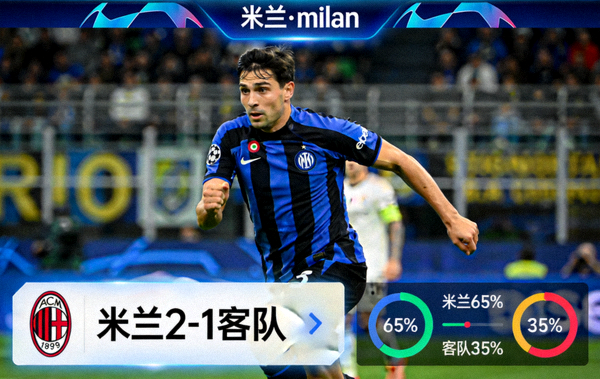 米兰·milan 实时直播画面展示比分弹窗和控球率图表